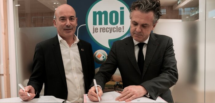 Christophe Grison, président d’Adivalor, et Christophe Béchu, ministre de la Transition écologique,  - © D.R.